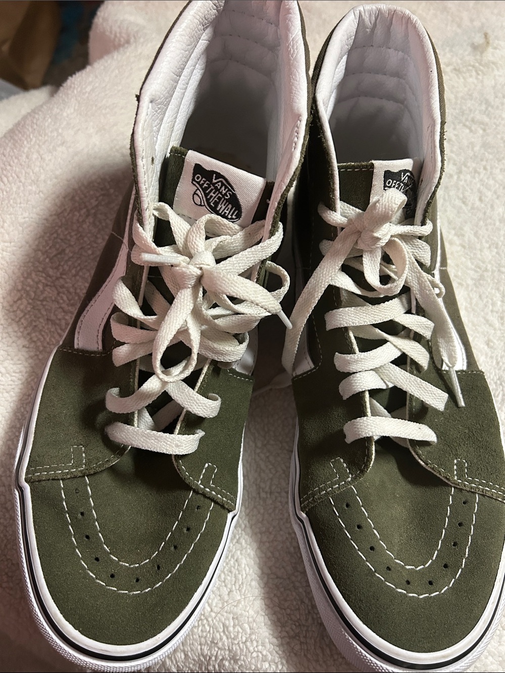 Vans Olive Green and White Sk8-Hi Sneakers - Picture 6 of 8